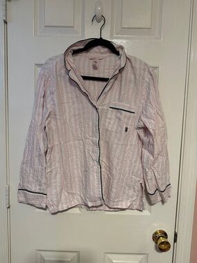 Victoria's Secret Pink and Black Striped Pajama Set